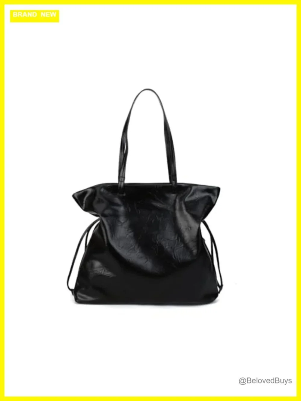 Large Faux Leather Shoulder Bag Tote with Side Pocket